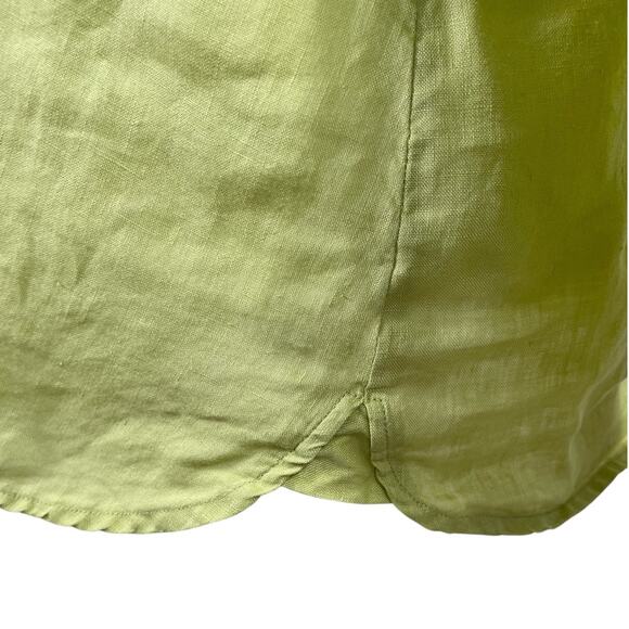 J. Jill Love Linen Button Front Shirt Long Sleeves Pockets Chartreuse Sz Medium - Picture 9 of 12